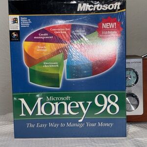Vintage Microsoft Money 98 PC CD-ROM Software Windows 95/NT Big Box USA Made NEW